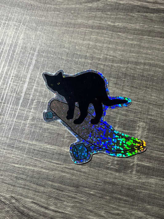 Bean Skater Cat Sticker (Glitter)