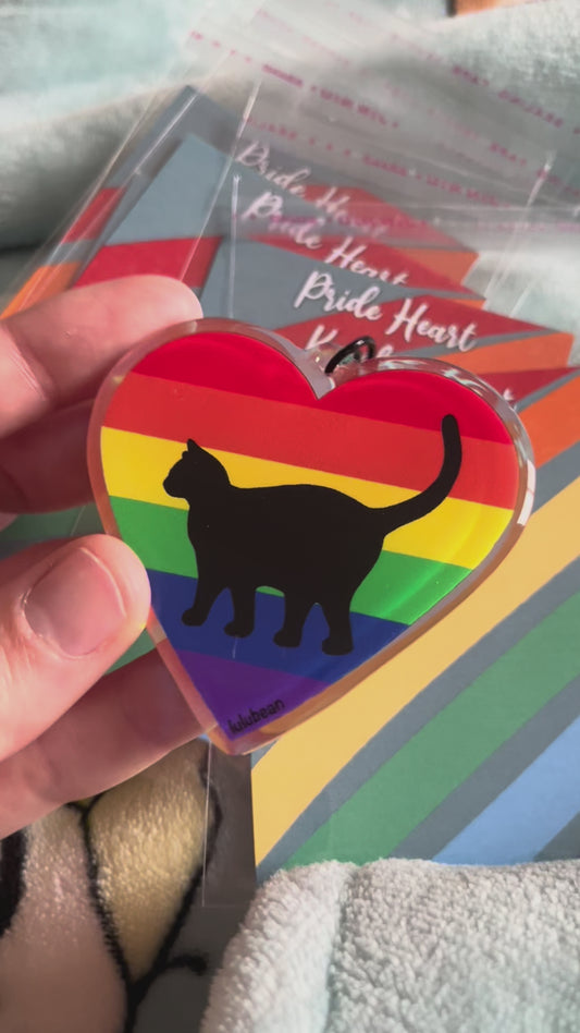 Pride Heart Bean Keychain